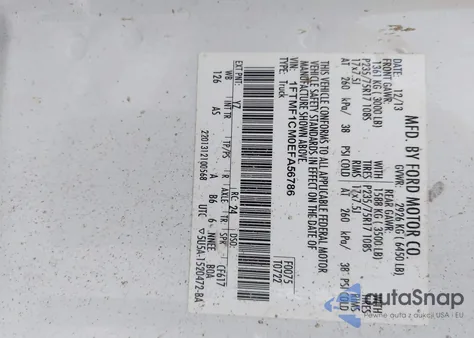 2014 Ford F-150 Xl из США, поврежденный, VIN 1FTMF1CM0EFA56786